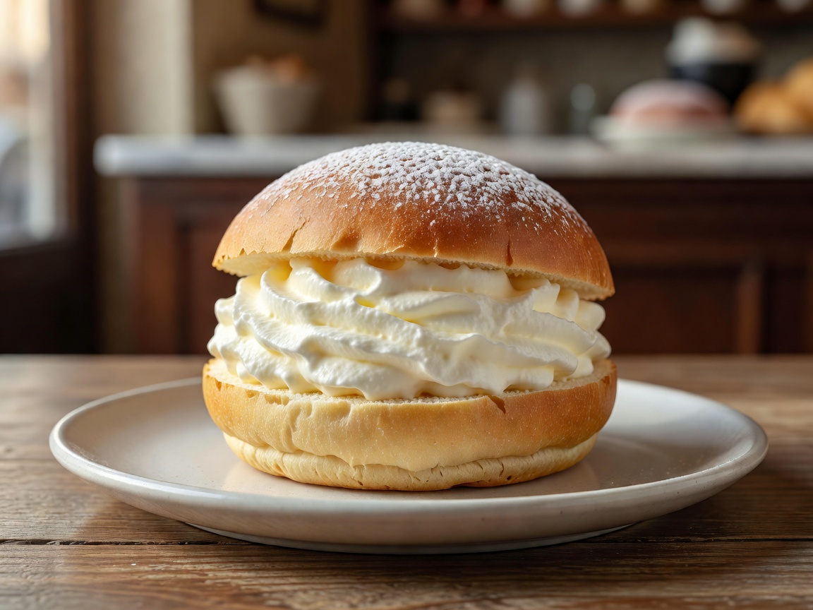 Roman Maritozzo with whipped cream